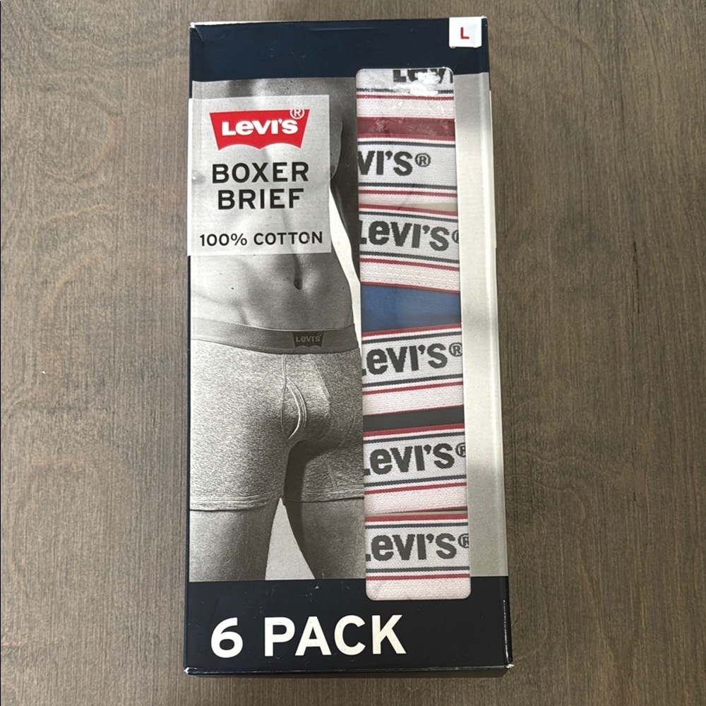 New Levi's Boxer Brief 100% Cotton 6 Pack